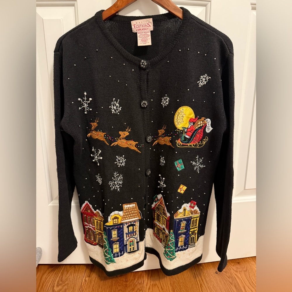 Basic Editions Holiday Womens Medium Christmas To… - image 2